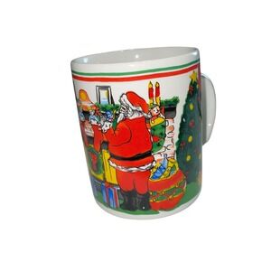 Santa Christmas Mug‎ Fireplace Tree Holiday Coffee Cup Festive Decor